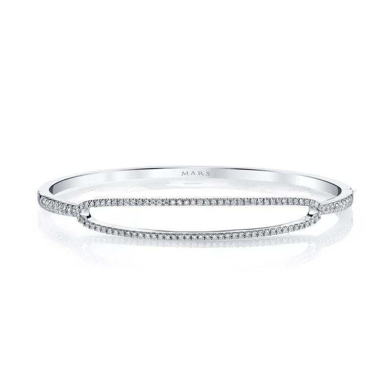 14K White Gold 0.61ct. Diamond Bangle Bracelet