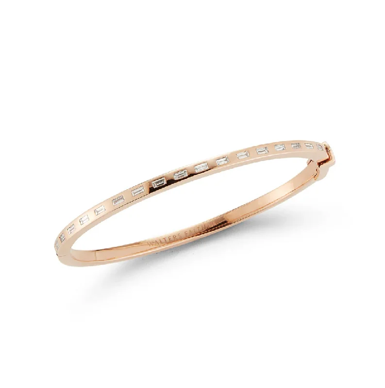 Ottoline Gold & Diamond Baguette Hinged Bangle Bracelet