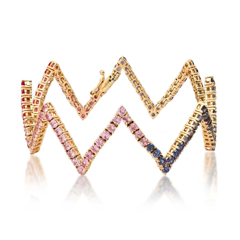 Zig Zag Ruby & Mixed Sapphire Bracelet