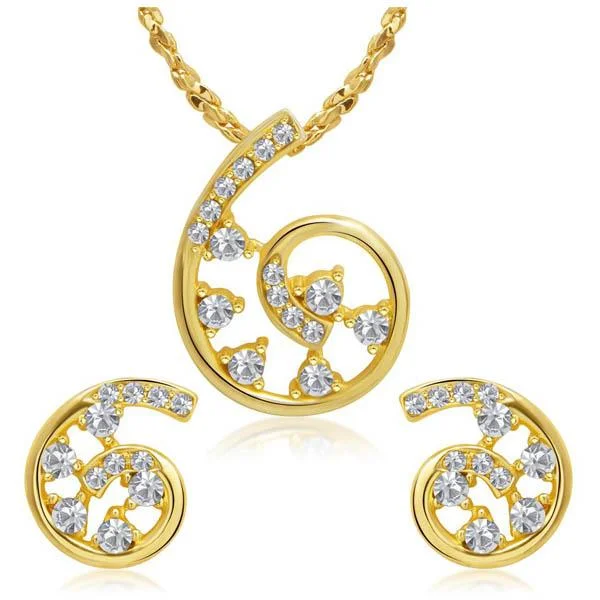 Kriaa Austrian Stone Gold Plated Pendant Set