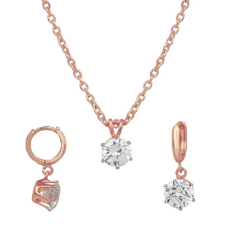 Save On Luxury Jewelry Pieces – Limited-Time Offers Mahi Rose Gold Plated Solitaire White Round Crystal Pendant Set for Women (NL1103777ZWhi)