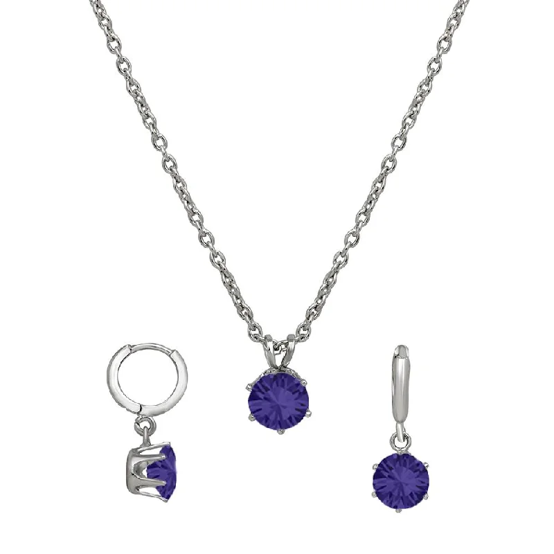 Flash Deals On Fine Jewelry – Shop Before It's Gone Mahi Solitaire Blue Round Crystal Pendant Set for Women (NL1103772RBlu)