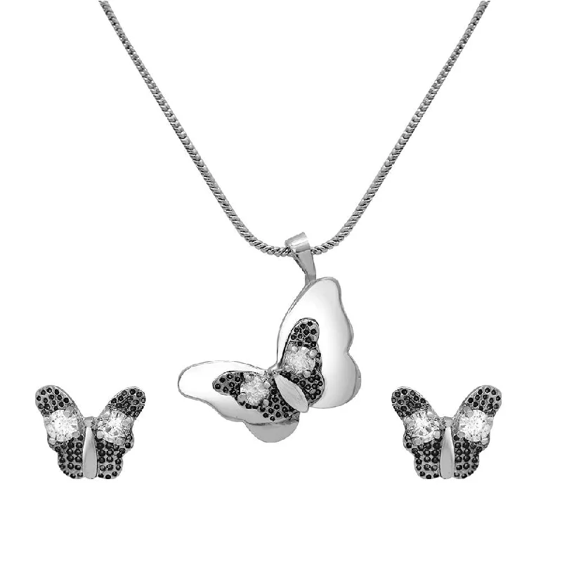 Make Every Moment Shine – Jewelry Discounts Available Mahi White Solitare Crystal Butterfly Shaped Pendant Set for Women (NL1103781R)