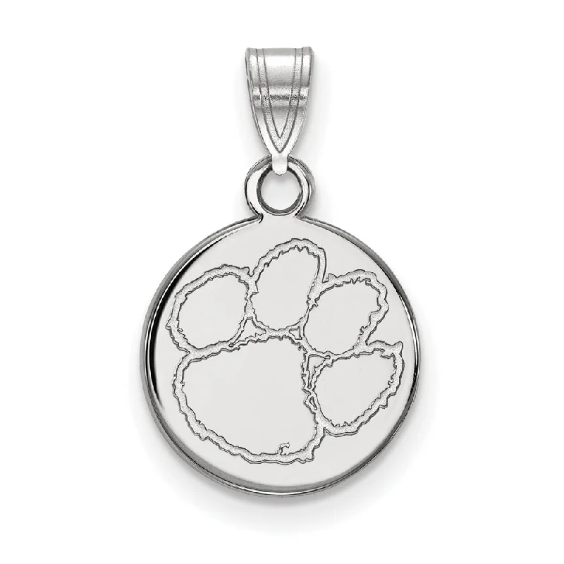 Huge Markdowns On Premium Jewelry Styles 10k White Gold Clemson U Small Disc Pendant