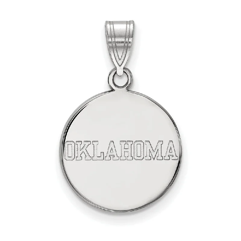 10k White Gold U. of Oklahoma Medium Disc Pendant