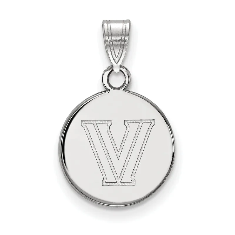 10k White Gold Villanova U. Small Logo Disc Pendant