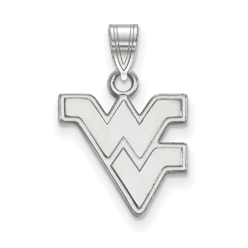 10k White Gold West Virginia U. Small Logo Pendant