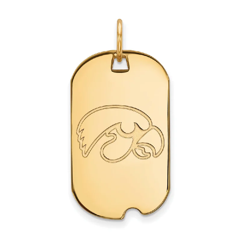 10k Yellow Gold U. of Iowa Dog Tag Pendant