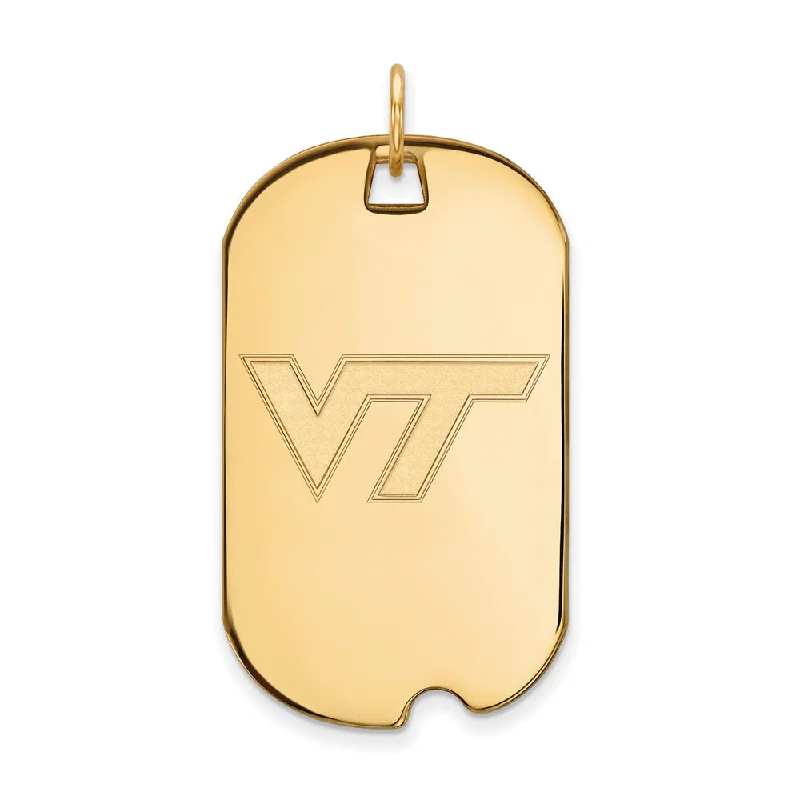 10k Yellow Gold Virginia Tech Large Logo Dog Tag Pendant