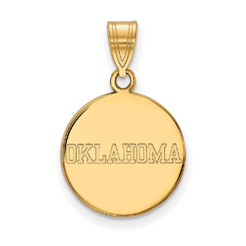 14k Gold Plated Silver U. of Oklahoma Medium Disc Pendant