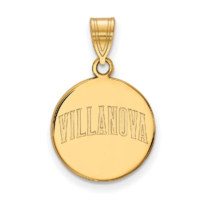 14k Gold Plated Silver Villanova U. Medium Script Disc Pendant