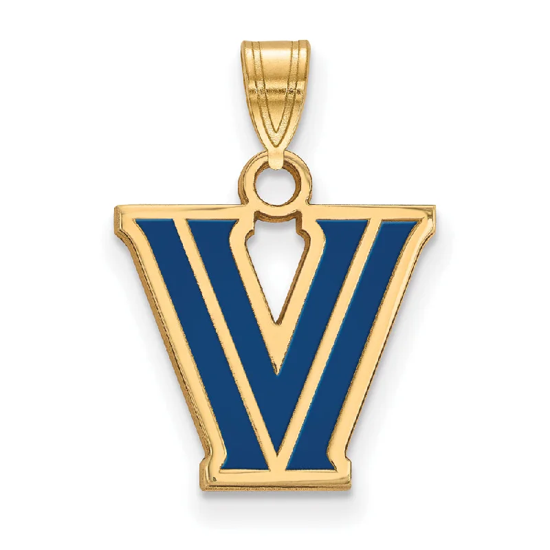 14k Gold Plated Silver Villanova U. Small Enamel Logo Pendant