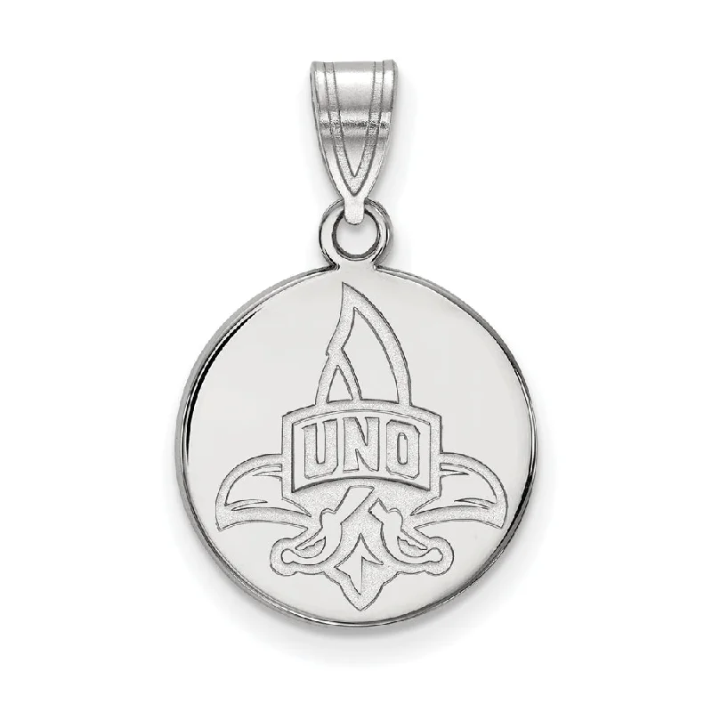 14k White Gold U. of New Orleans Medium Disc Pendant