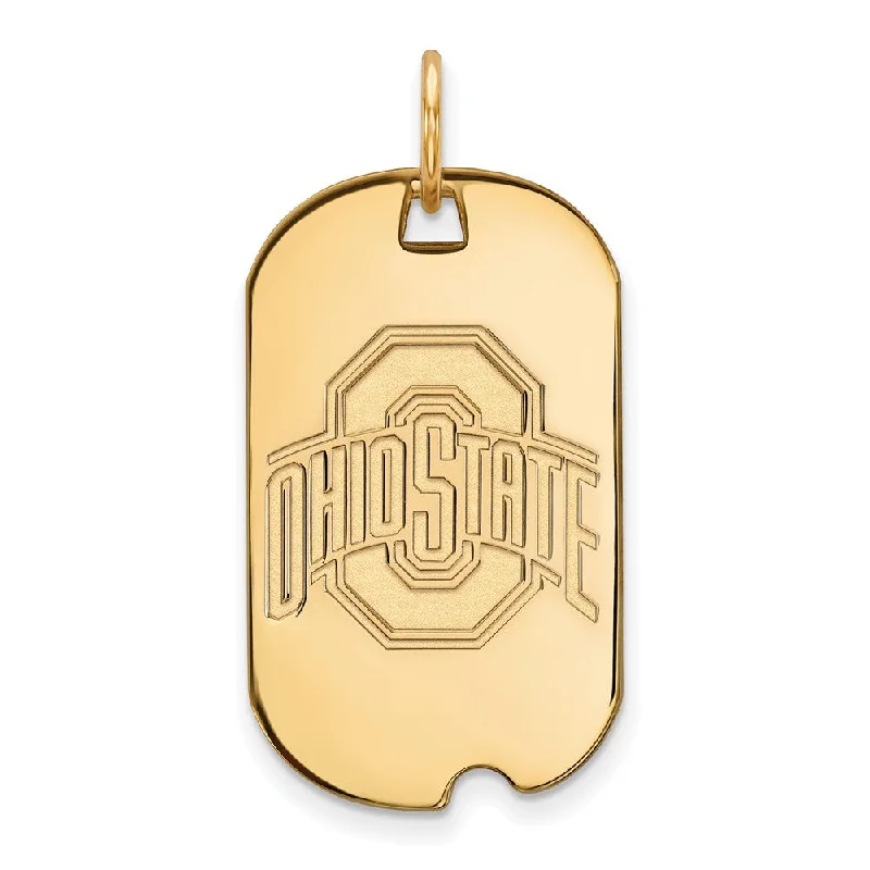 14k Yellow Gold Ohio State Dog Tag Pendant