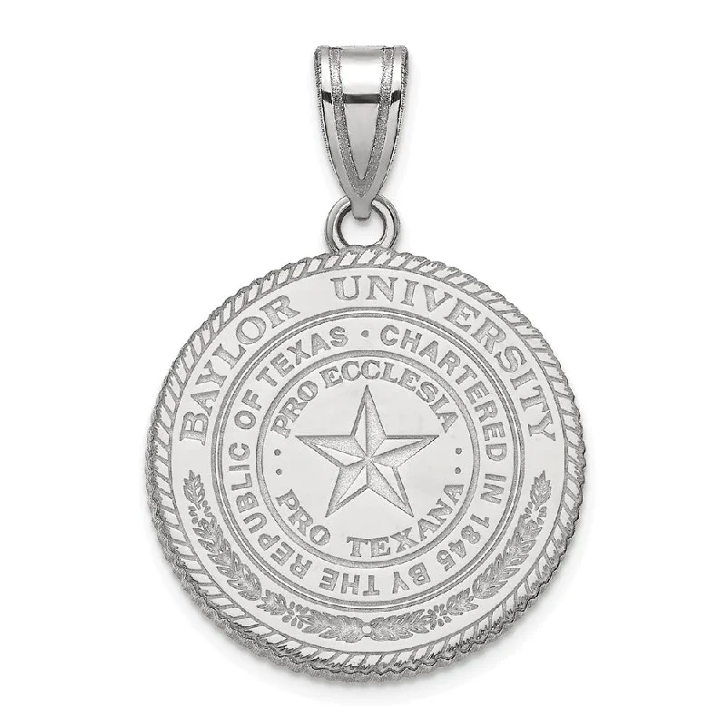 Sterling Silver Baylor U Large Crest Disc Pendant