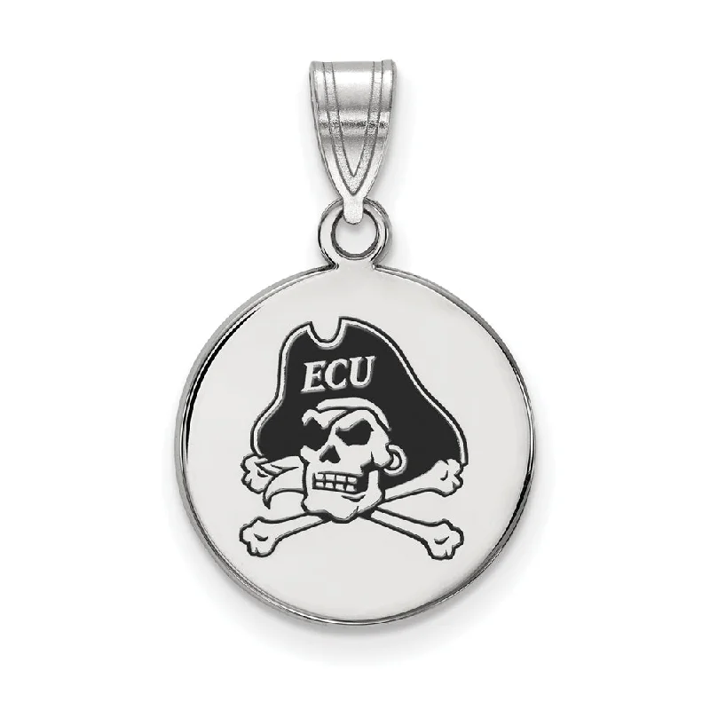 Sterling Silver East Carolina U Medium Enamel Disc Pendant