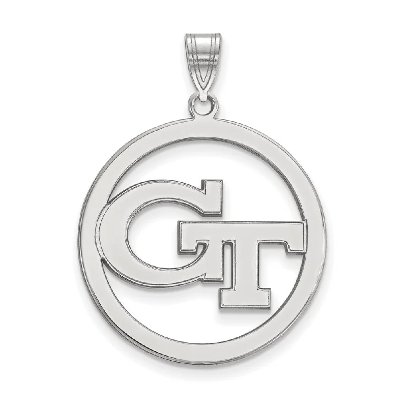 Sterling Silver Georgia Technology Large Circle Pendant