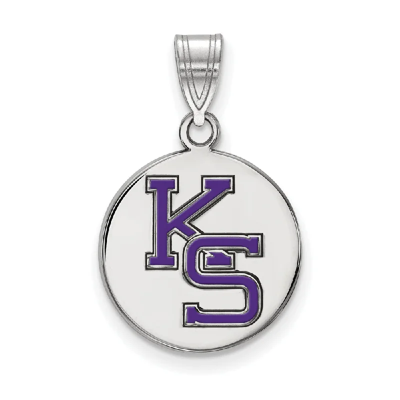 Sterling Silver Kansas State Medium Enamel Disc Pendant