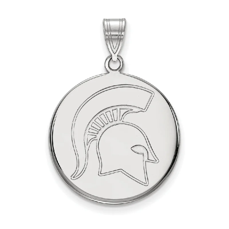 Sterling Silver Michigan State Large Logo Disc Pendant