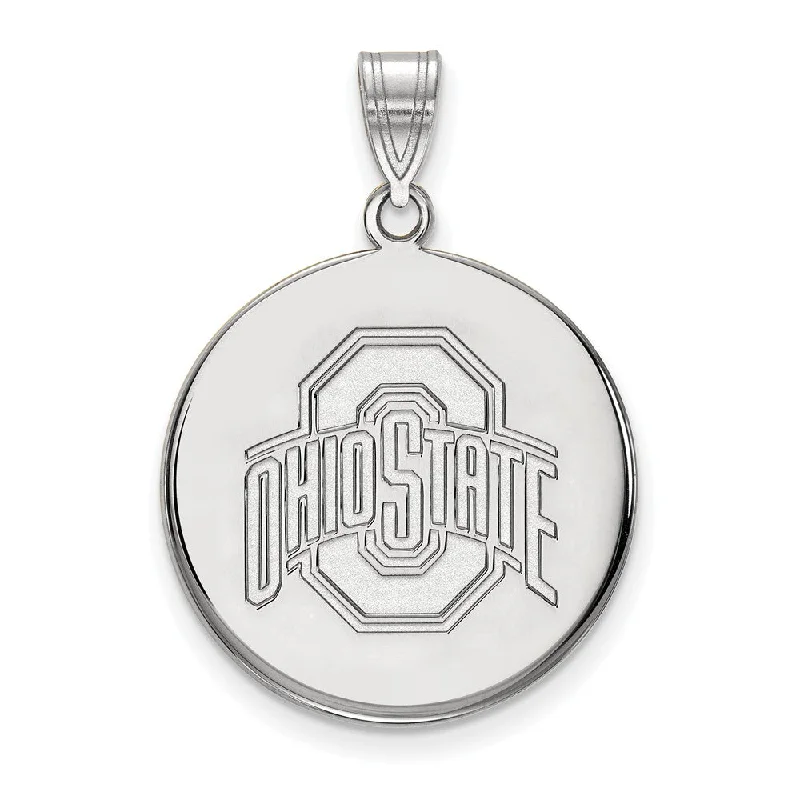 Sterling Silver Ohio State Large Logo Disc Pendant