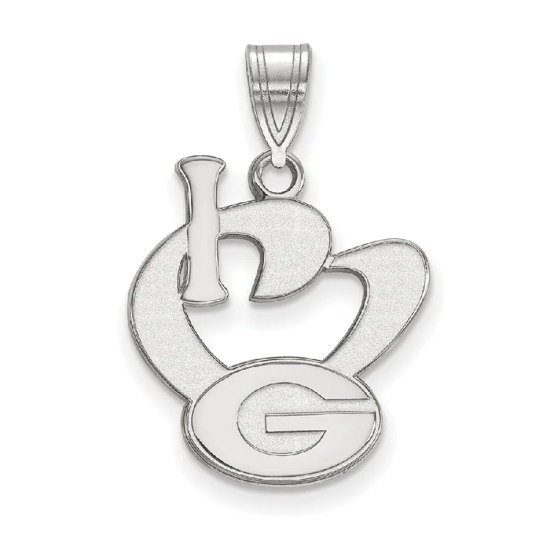 Sterling Silver U. of Georgia Large I Love 'G' Pendant