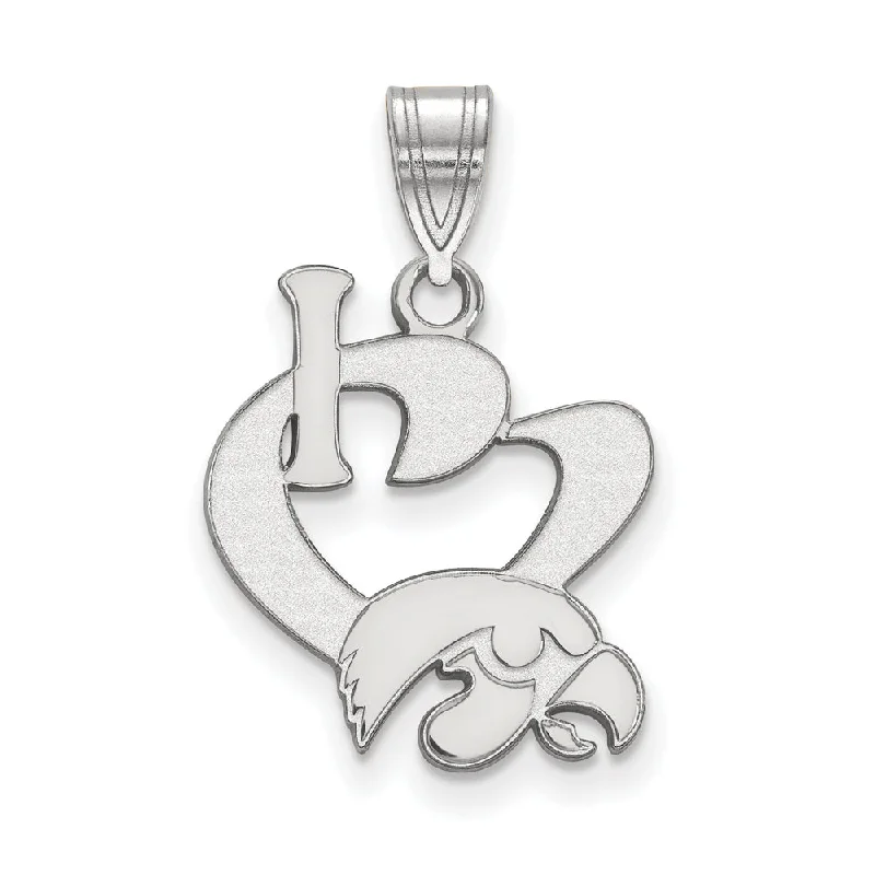 Sterling Silver U. of Iowa Large I Love Logo Pendant