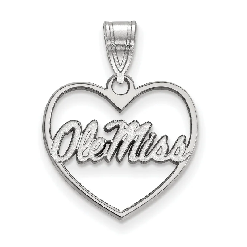 Sterling Silver U. of Mississippi Heart Pendant