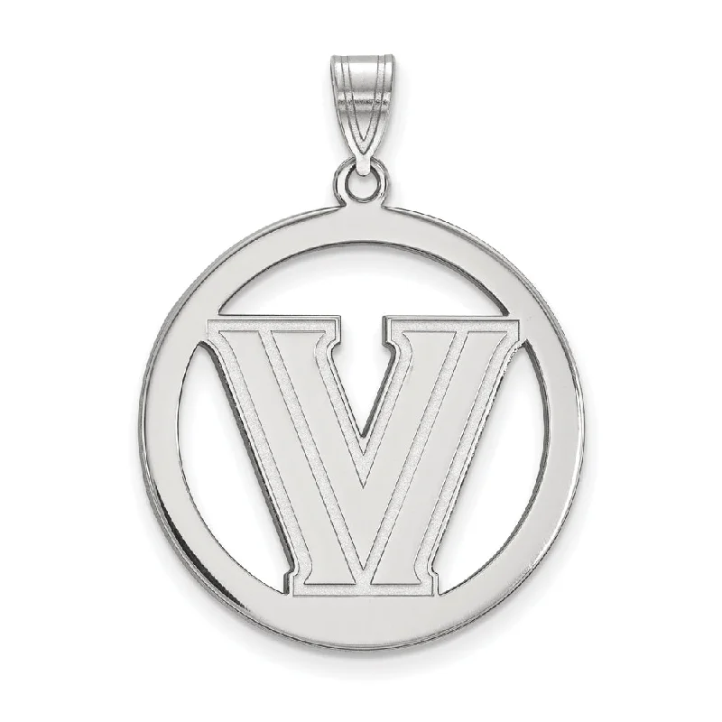 Sterling Silver Villanova U. XL Logo Circle Pendant