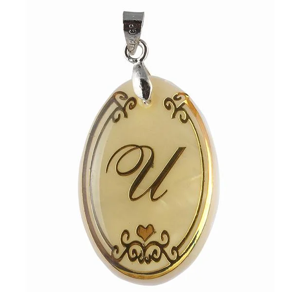 Regina Alphabet U" Shell Pendant