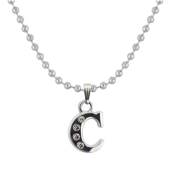 Regina Rhodium Plated " C " Alphabet Chain Pendant