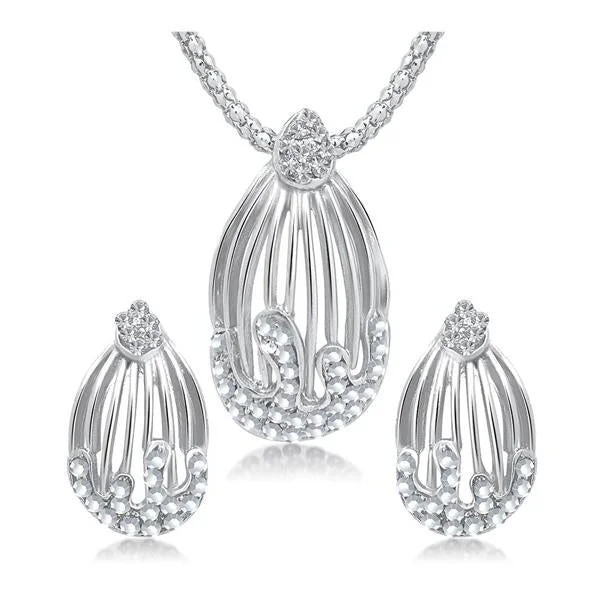 The99Jewel Austrian Stone Silver Plated Pendant Set