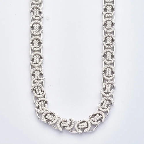 Everyday Jewelry Essentials Now On Sale 10KW 11.00CTW DIAMOND FLAT BYZANTINE LINK CHAIN