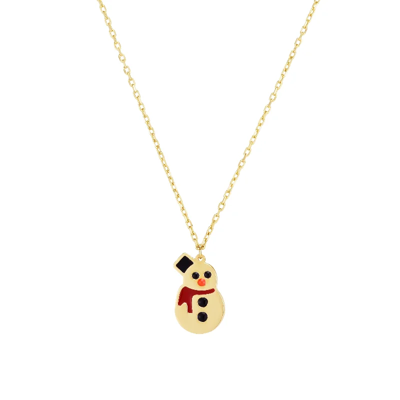 Get Ready To Sparkle – Special Jewelry Discounts 14K Gold Frosty the Snowman Necklace