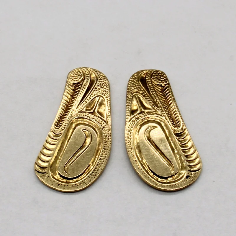 Timeless Jewelry At Special Discount Rates 14k Yellow Gold Indigenous Art Earrings