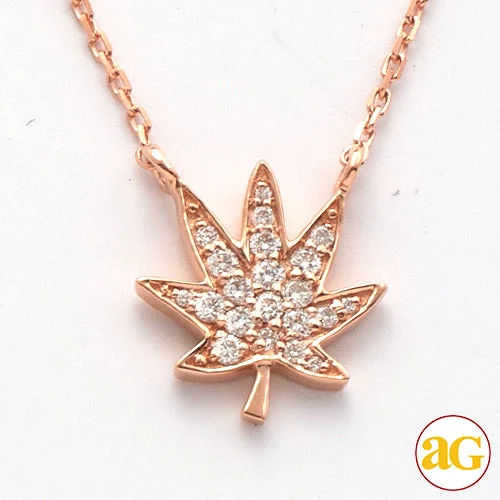 Trending Jewelry Now At Unbeatable Prices 14KR 0.15CTW DIAMOND HERBAL MEDECINE LEAF NECKLACE