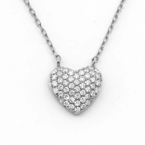 Your Perfect Accessory Now At The Best Price 14KW 0.20CTW DIAMOND DOME HEART NECKLACE