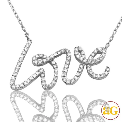 Elevate Your Outfit With Discounted Statement Jewelry 14KW 0.25CTW DIAMOND "LOVE" NECKLACE