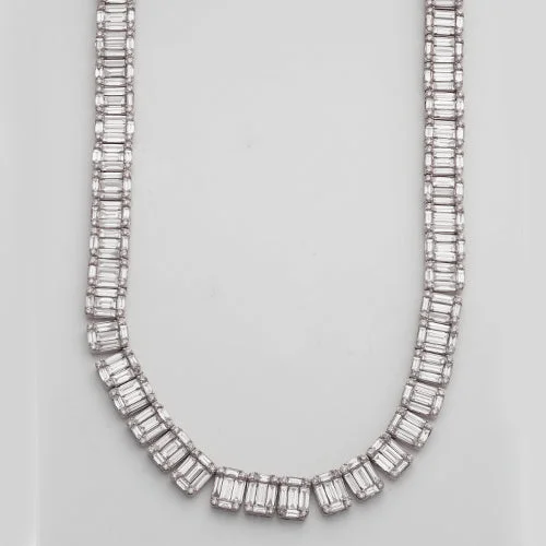 Seasonal Jewelry Clearance – Best Styles At The Lowest Prices 14KW 46.00CTW BAGUETTE NECKLACE