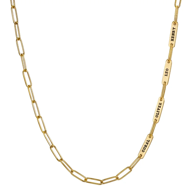 Luxury Jewelry Clearance – Shop Premium Styles Now 5.2mm Gold Multiple Name Flat Bar Chain