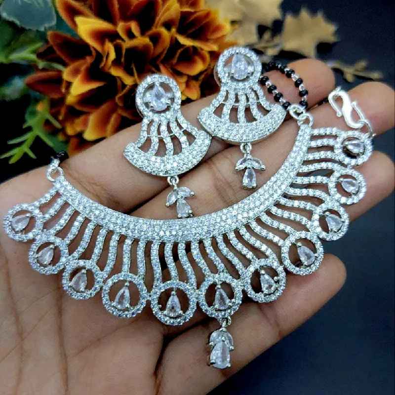 Bestselling Jewelry At Special Promotional Rates Aamrapali Silver Plated CZ Mangalsutra Pendant Set