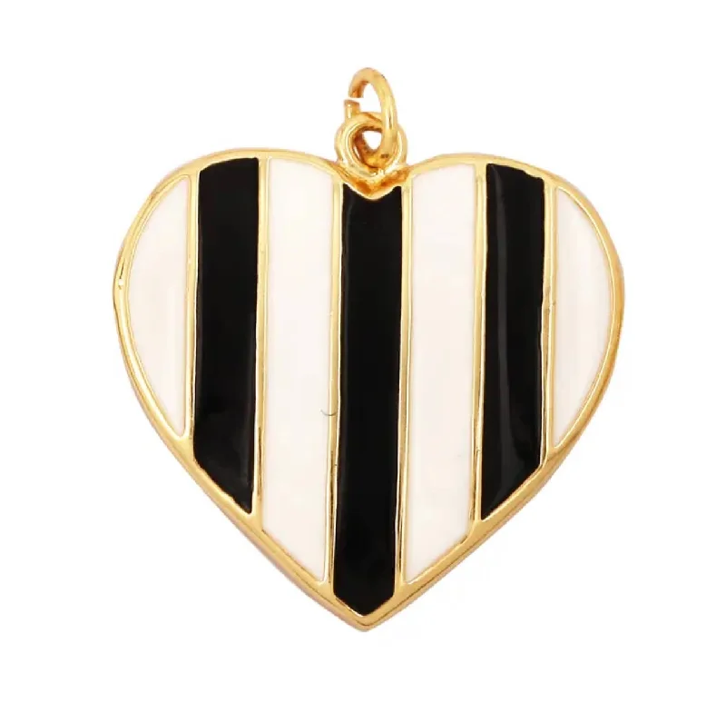 Your Dream Jewelry At Dream Prices – Shop Now Black & White Stripe Heart Charm For Charm Necklace