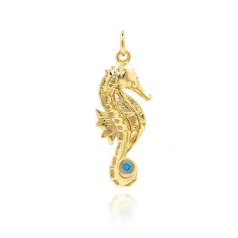 Grab Stylish Jewelry Before The Sale Ends Blue Zircon Seahorse Charm For Charm Necklace & Bracelet