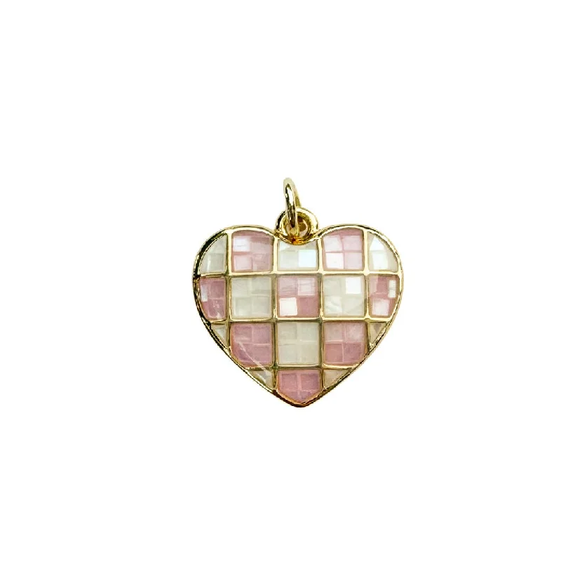 Handcrafted Beauty At Affordable Prices Checker Heart Charm For Charm Necklace & Bracelet