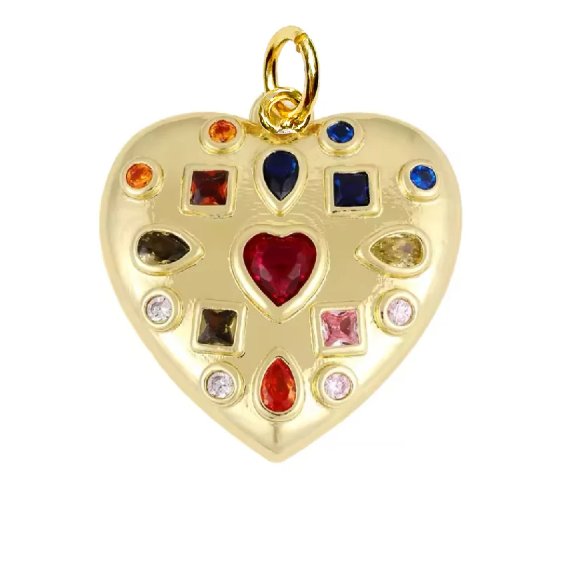 Flash Jewelry Sale – Get Stunning Pieces At Low Prices Colorful Zircon Heart Charm For Charm Necklace & Bracelet