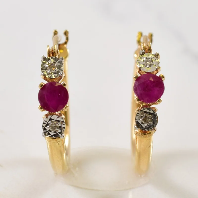 Exclusive Jewelry Sale Event – Shop Now Diamond & Ruby Hoop Huggie Earrings | 0.34ctw, 0.02ctw |