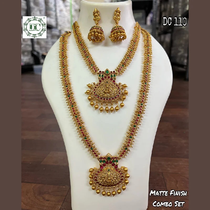 Stunning Jewelry At Even More Stunning Prices Diksha Collection Gold Plated Temple Double Necklace Set