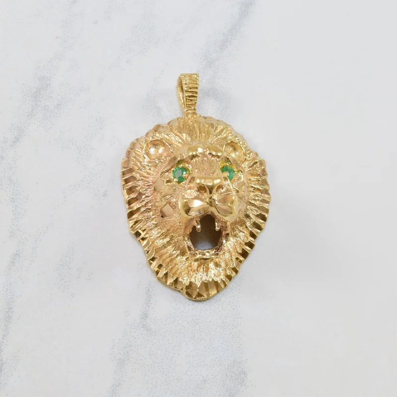 Flash Sale On Stunning Jewelry – Don't Miss Out Emerald Eye Lion Head Pendant | 0.08ctw |