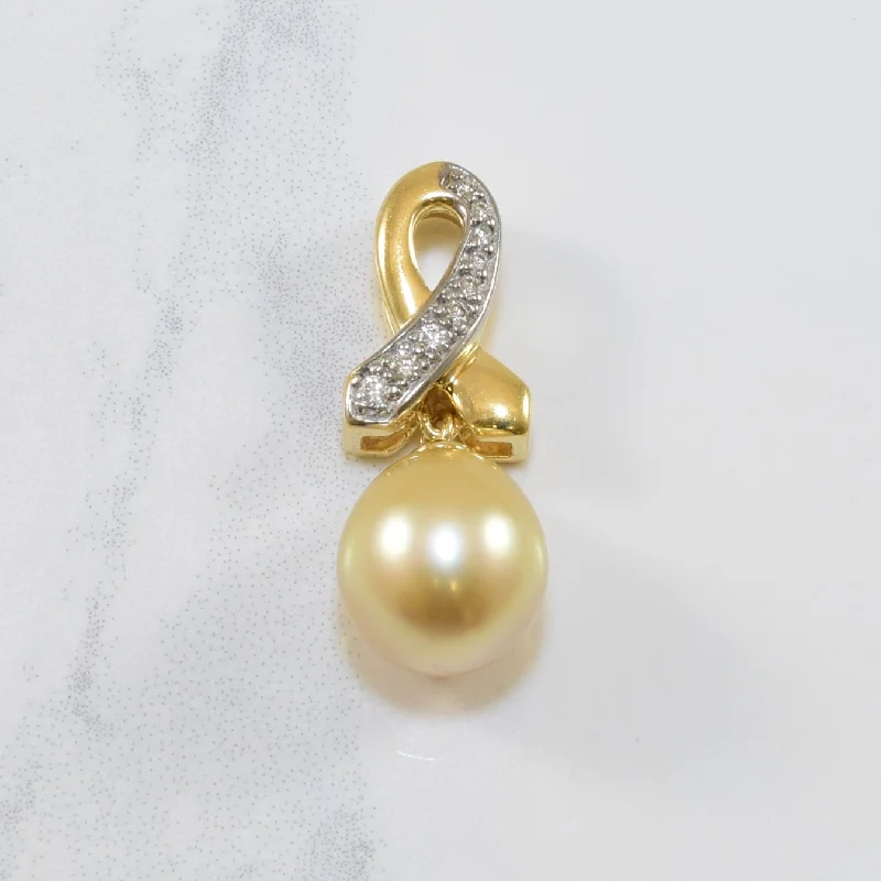 Stunning Jewelry At A Fraction Of The Price Golden Pearl & Diamond Drop Pendant | 11.00ct, 0.10ctw |