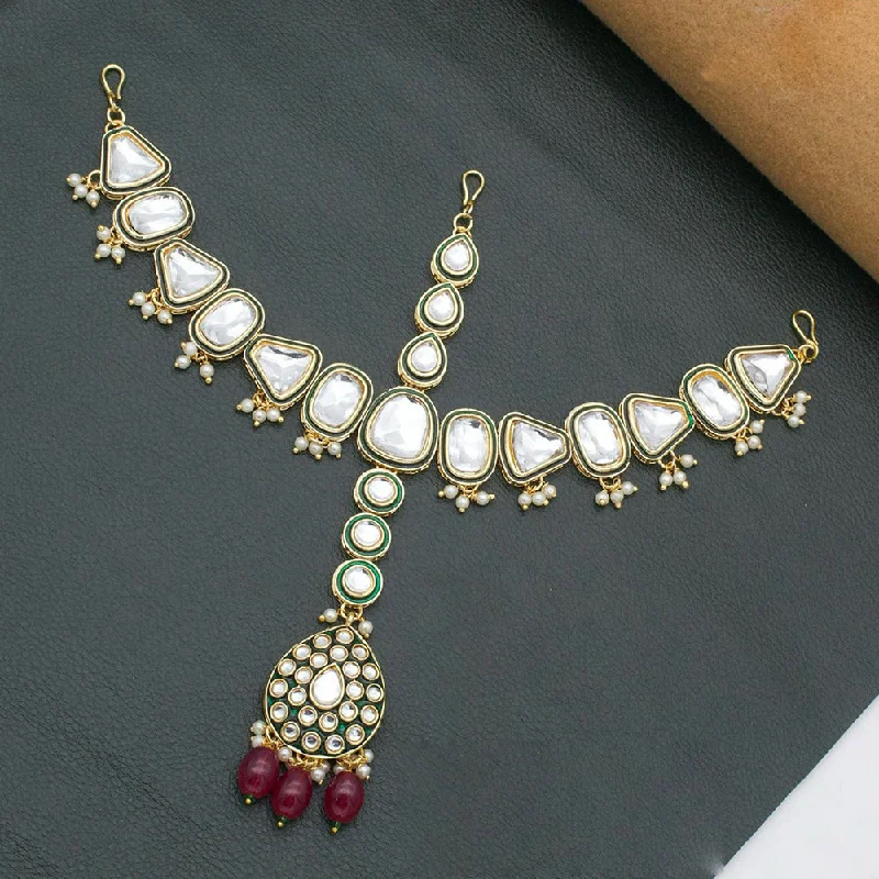 Elegant Jewelry Pieces At Unbelievable Prices JCM Gold Plated Kundan Stone Damini Maangtikka