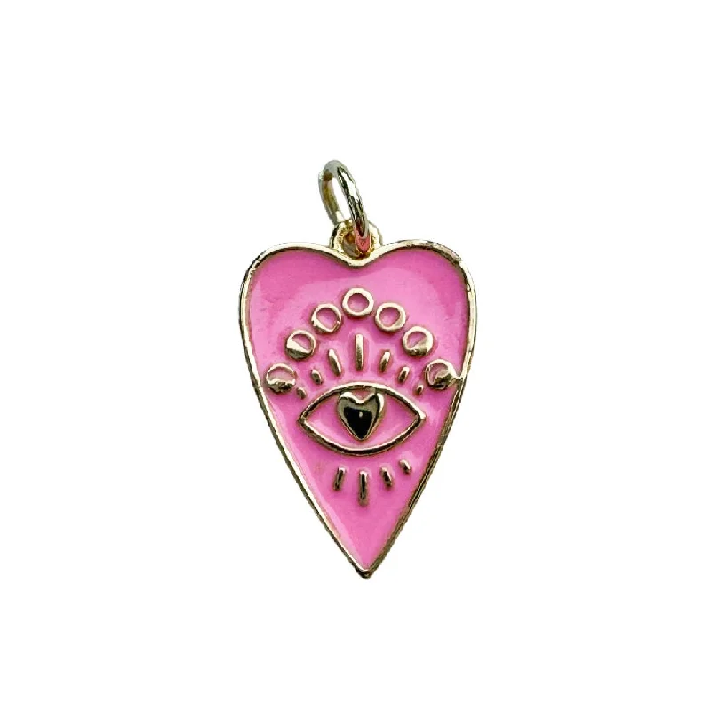 Make Your Outfit Shine With Discounted Jewelry Long Pink Heart Eye Charm For Charm Necklace & Bracelet